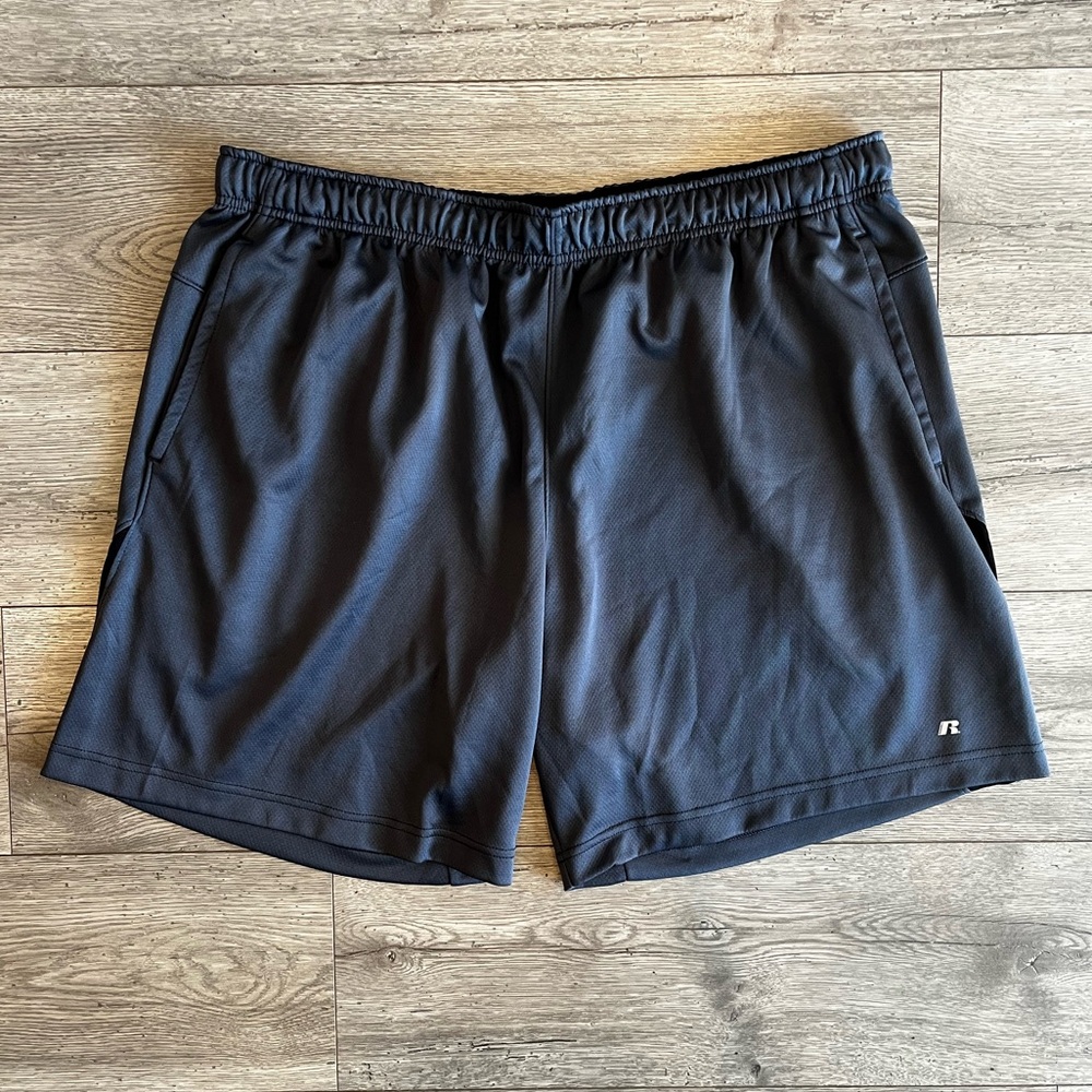 Russell Men’s Drawstring Elastic Waist Athletic Shorts Dark Gray XXL